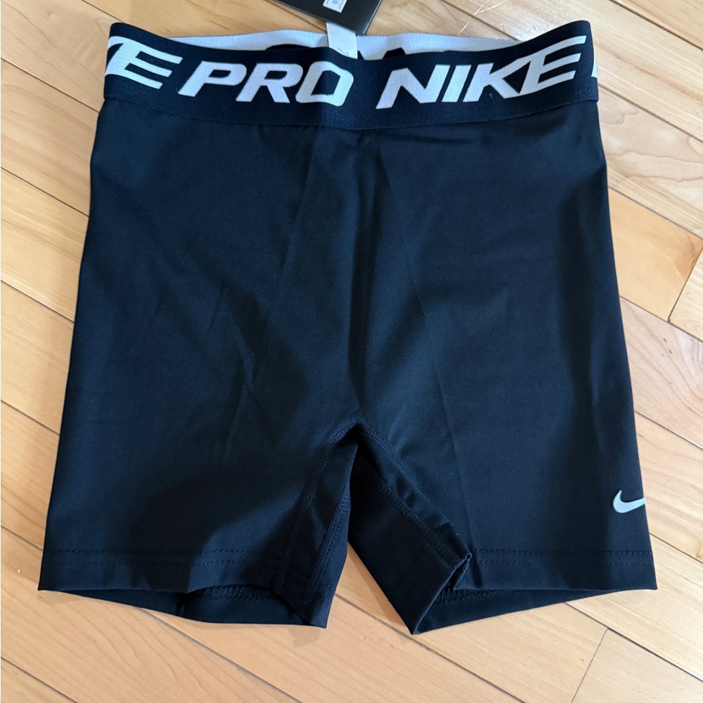 Nike Black Compression Shorts with White Logo NWT size M